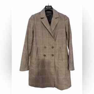ZARA Basic Plaid Double-Breasted Blazer Coat – Size S